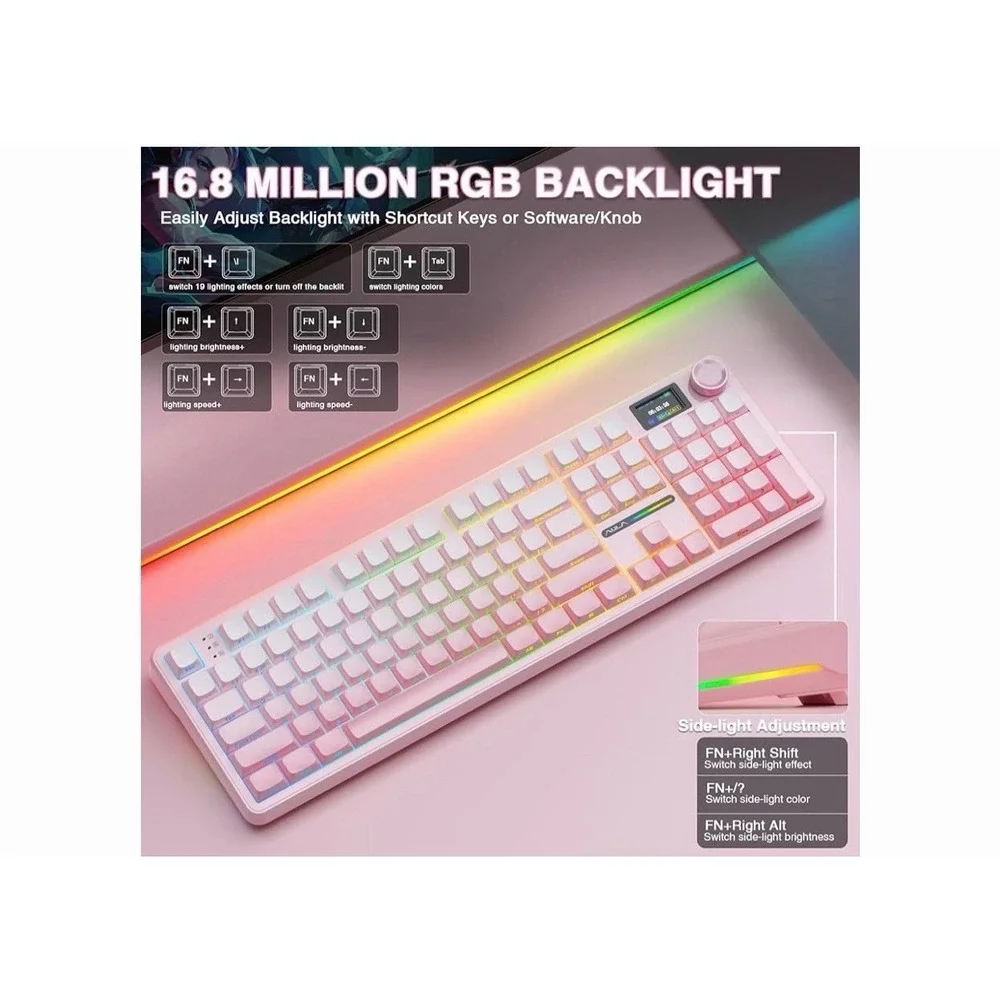 AULA S98 Pro Wireless Mechanical Keyboard with Screen & Knob,2.4GHz/USB-C/BT5.0